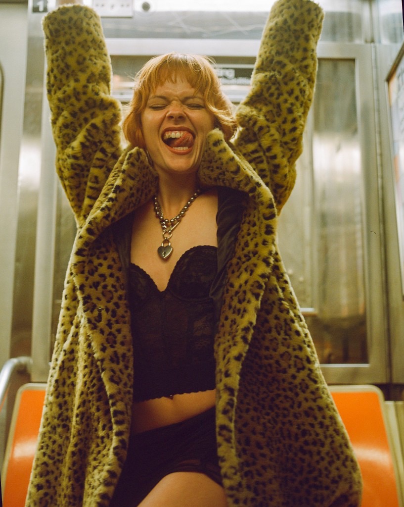 editorial portrait in leopard coat